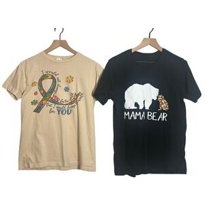 Womens Autism Awareness Puzzle Ribbon Mama Bear Graphic Tees